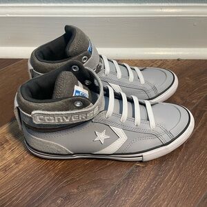 Converse Gray High-Top Leather Sneakers Boys Kids US 3 EU 35 New